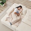 87" Oversized Sectional Lounge Chaise Sofa, Plush Corduroy Fabric Cloud Loveseat with 2 Removable Footstools, No Assembly Required - 2 of 4
