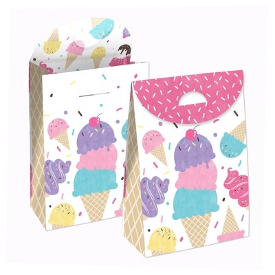 Big Dot of Happiness Scoop Up The Fun - Ice Cream - Sprinkles Gift Favor Bags - Party Goodie Boxes - Set of 12