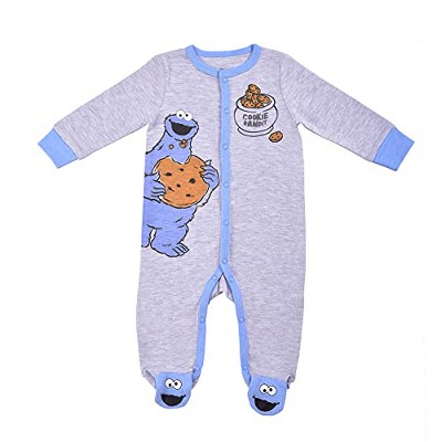 Sesame Street Boy's Cookie Monster Cookie Bandit Footed Baby Coverall ...