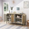 NicBex 59.84 Inch Modern 4-Doors Storage Cabinet with Rattan/Linen Decorative Doors for Living Room and Entryway - 2 of 4