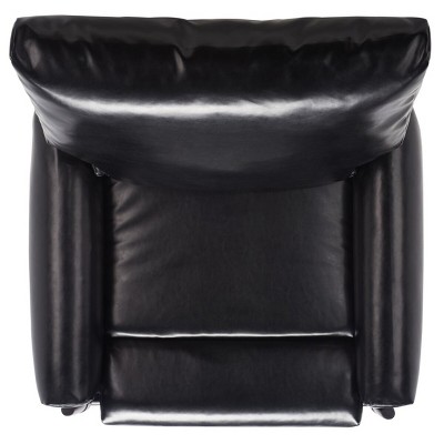Oslo Black Faux Leather Barrel Accent Chair with Wood Frame