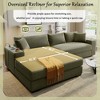 111.5" Corduroy L-Shaped Sectional Sofa with Wide Chaise, Thick Cushions, Cup Holders & USB Ports - 2 of 4