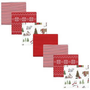 Hudson Baby Unisex Baby Cotton Flannel Receiving Blankets Bundle, Christmas Forest, One Size - 1 of 4