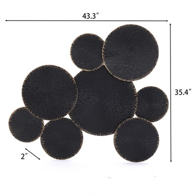 Large Black and Gold Iron Abstract Wall Sculpture