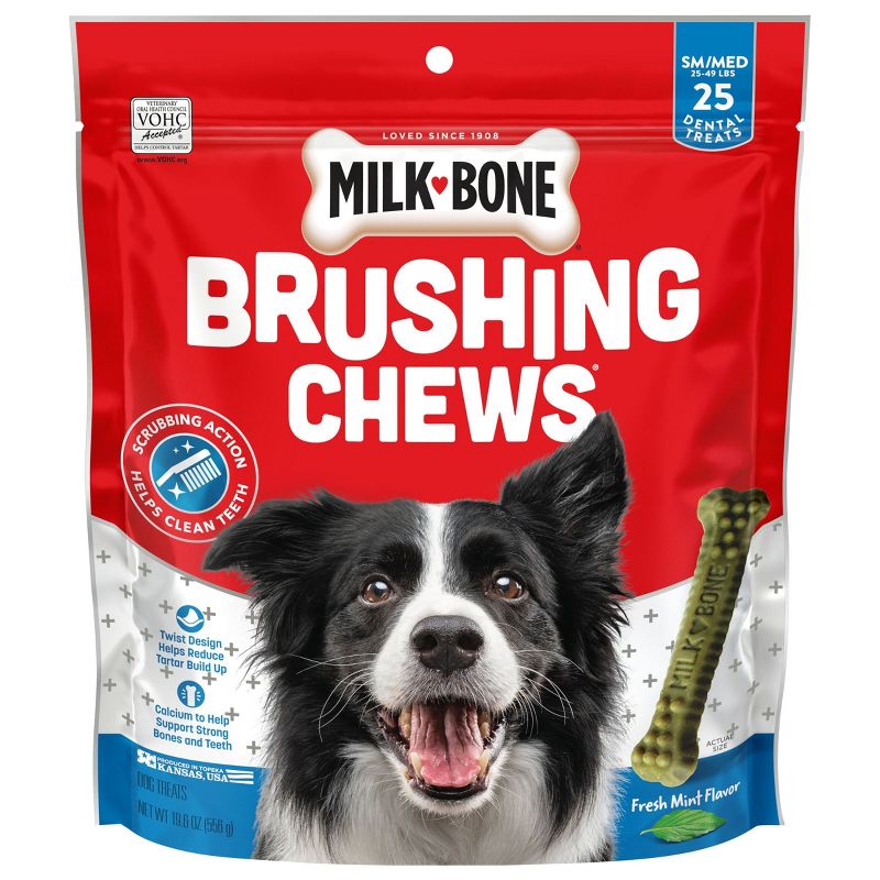Milk-Bone Brushing Chews Daily Dental Fresh Mint Flavor Dog Treats - S/M - 19.6oz, 1 of 7