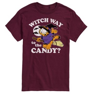 Men's - Garfield - Halloween Witch Way To The Candy Short Sleeve Graphic T-Shirt - 1 of 4
