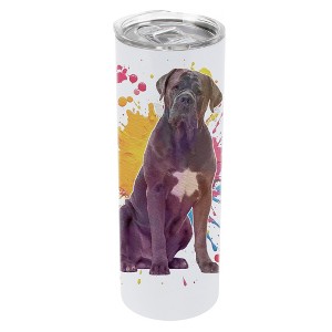 100 North 20 Ounce Stainless Steel On the Go Travel Tumbler With Push Top Lid, Cane Corso Dog Paint Splatter - 1 of 4