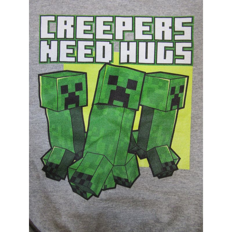 Minecraft Creepers Need Hugs Youth Athletic Heather Long Sleeve Sweatshirt, 2 of 3