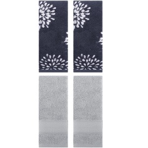 REGALWOVEN 4 Pcs Bathroom Decorative Cotton Soft Absorbent Sold Striped Hand Towel 14" x 30" - 1 of 4