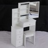 Small Size Left Bedside Cabinet Dressing Dressing Table + Cushioned Stool, Extra Large Sliding Mirror, Multi Layer - 2 of 4