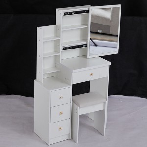 NicBex 29.2" Cabinet Small Vanity Desk with Stool,Makeup Vanity Table with Sliding Mirror&Multi-Layer Storage,Vanity Table for Bedroom,Bathroom - 1 of 4