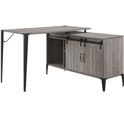 Vynxaria 48" Gray Oak Black Writing Desk by Zakwani Spacious Worksurface for Home Office Bedroom Creative Studios