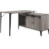 NicBex Home Office Desk L-Shaped Morden Writing Desk with Storage Cabinet, Sliding Barn Door, Wooden Desktop and Metal Legs for Study and Work - 2 of 4