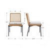 Set of 2 Mid-Century Upholstered Dining Chairs with Rattan Back and Metal Legs for Kitchen or Dining Room–Maison Boucle - 4 of 4