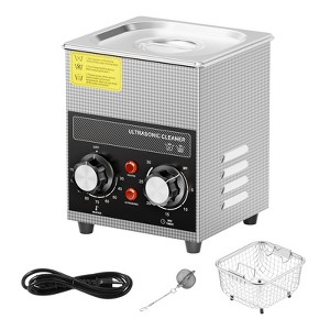 VEVOR 2L Ultrasonic Cleaner with Heater Timer & Basket, Professional Digital Sonic Cavitation Machine, 60W Cleaning Machine, Silver - 1 of 4