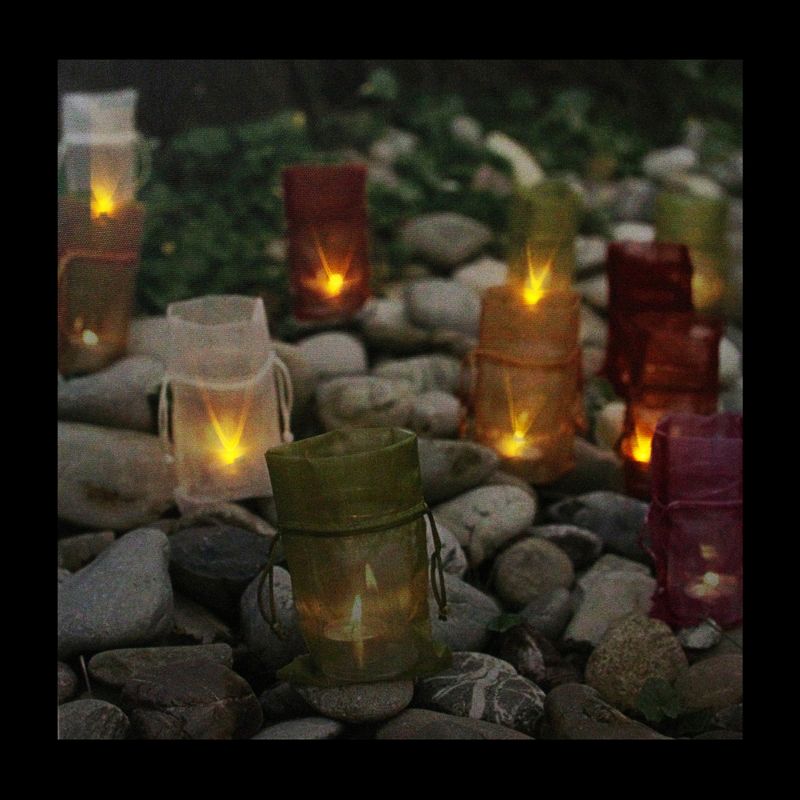Northlight LED Lighted Flickering Garden Party Colorful Candle Bags Canvas Wall Art 11.75" x 11.75", 2 of 3