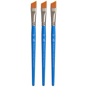 Princeton Select Artiste Angle Shader Brush, Synthetic Bristles, Short Handle Mixed Media Paintbrush, Jewel Blue, Size 1/2 inch, Pack of 3 - 1 of 4