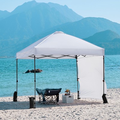 White Adjustable Height Pop-Up Canopy Tent with Sidewall