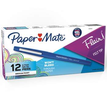 Paper Mate Flair Pens, Medium, Blue, Box of 12