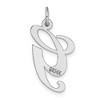 Black Bow Jewelry 14k White Gold, Ella Collection, LG Fancy Script Initial Pendant A-W - 3 of 4