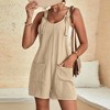 Women's Summer Casual Adjustable Spaghetti Strap Shorts Jumpsuits Sleeveless Loose Romper with Pockets - 4 of 4