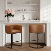 NEWLAYOUT Counter Height Bar Stools Set of 2, 24 Inch Seat Height Barstools for Dining Room, PU Leather Barstools - 2 of 4