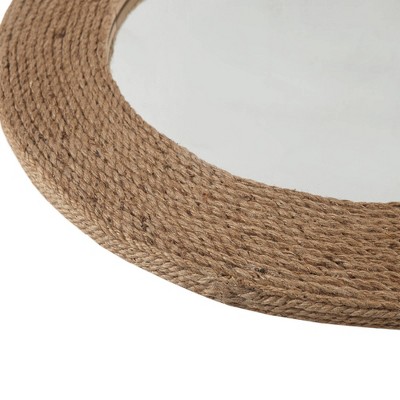 Coastal Charm Natural Jute Rope 26" Round Wall Mirror