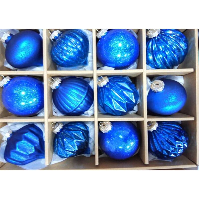 Northlight 12ct Royal Blue Multi Finish with Various Shaped Christmas Ornaments 3.75", 3 of 4