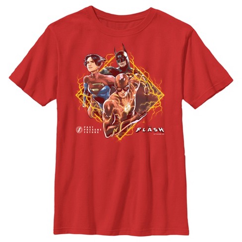 Boy s The Flash Past Present And Future Superheroes T shirt Red X Large Target