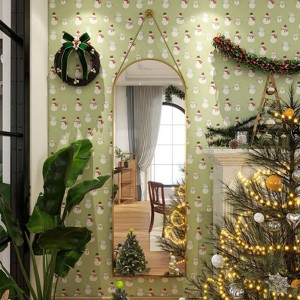 HOMLUX 16"x48" Arched Door Mirror Wall Mount Decorative Full Length Mirror Bathroom Entryway,Black/Gold - 1 of 4