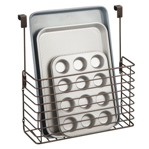 mDesign Large Metal Wire Cookware Organizer Rack with 5 Divided Slots - Chrome
