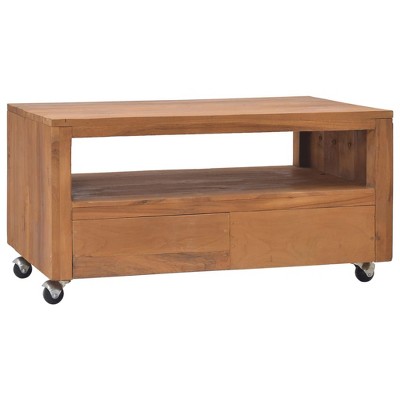 vidaXL TV Cabinet with Wheels 31.5 inches x19.7 inches x16.5 inches  Solid Teak Wood