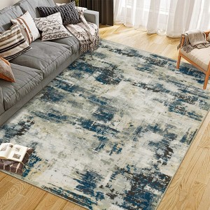Area Rug Living Room Rug: Washable Modern Abstract Soft Thin Rug Indoor Floor No Slip Stain Resistant Carpet for Bedroom - 1 of 4