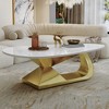 Grungis Coffee Table with Stainless Steel Base and Faux Marble Tabletop,Modern End Table for Living Room,Offices - 4 of 4