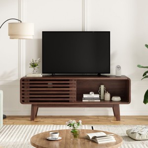 SEVOBAL 46" TV Stand TV Up to 59" Freestand Center Storage Cabinet Sliding Door Console Table End Table Living Room Bedroom, Brown, 46"*14.2"*17.8" - 1 of 4
