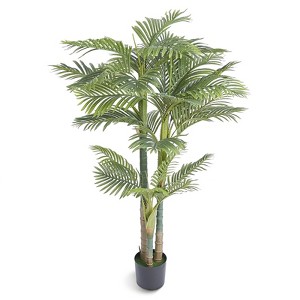 VEVOR Artificial Gold Cane Palm Tree, 6.5 FT Tall Faux Plant, PE Material & Anti-Tip Tilt Protection Low-Maintenance Plant, Lifelike Green Fake Tree - 1 of 4