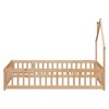 Twin Size Floor Bed with Fence, Pine Wood House-Shaped Headboard Bed Frame for Boys Girls Teens, No Spring Box Needed - 4 of 4