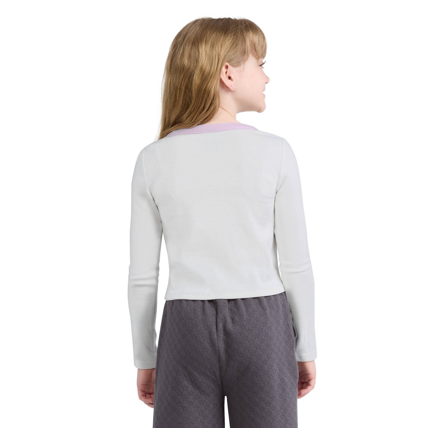 Топ Converse Long Sleeve Ribbed Knit Top - White для девочек, цвет: Белый — фото 2