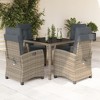 vidaXL 5 Piece Patio Dining Set with Adjustable Chairs - Gray Poly Rattan, Glass Tabletop, Cushions, Outdoor Garden Furniture for Backyard/Deck/Patio - 2 of 4