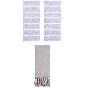 REGALWOVEN 3 Packs Striped and Solid Absorbent Soft Cotton Hand Towel for Bathroom - 1 of 4