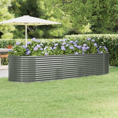 vidaXL Garden Raised Bed Grey Powder-coated steel Large Durable