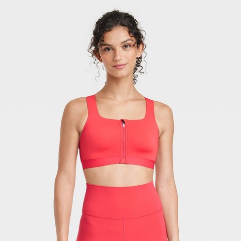 Women's Sculpt High Support Zip-front Sports Bra - All In Motion™ Red 38dd  : Target