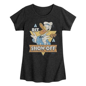 Girls' - Disney - Donald Bit Of A Show Off Fitted Short Sleeve Graphic T-Shirt - 1 of 4