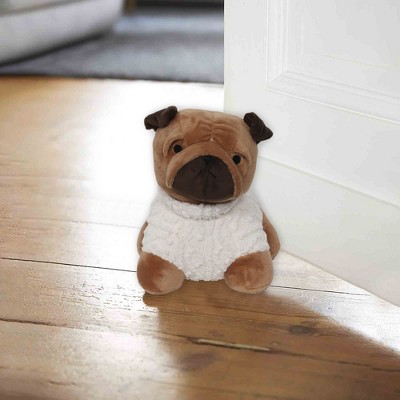 Evideco French Home Goods Decorative Pug Door Stopper, 2.3 lb Weighted, Brown/Ecru