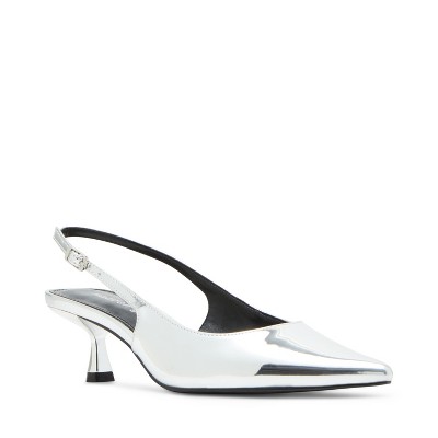 Madden Girl Valeriee Slingback Kitten-heel - 7 - Silver Mirror Metallic ...