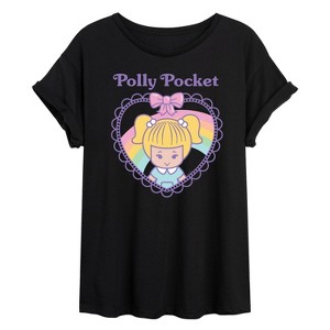 Women's - Polly Pocket - Polly Pocket Heart Oversized Graphic T-Shirt - 1 of 4