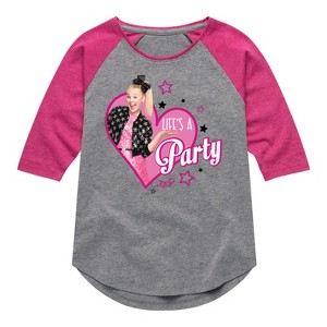 JoJo Siwa Life's a Party  - Athletic Heather/Fuchsia - 3T - 1 of 3