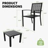 3-Piece Bistro Set, Outdoor Bistro Set, Stackable Metal Square Table and Chairs, Black - 2 of 4