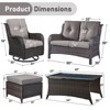 Gymojoy 6 Piece Outdoor Wicker Loveseat Sofa with Patio Swivel Glider Chairs with Coffee Table and Ottoman Sets - 3 of 4