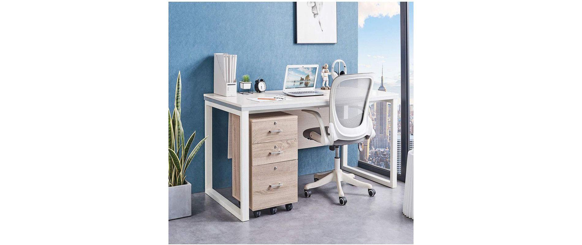 Karl Home 3-Drawer Beige MDF 19.69in. W Vertical File Cabinet